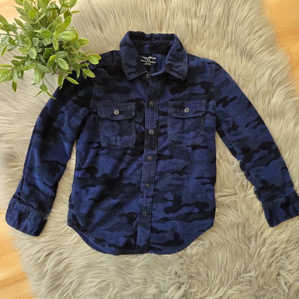 Gap Kids Cordury Blue Camo Button Down Shirt